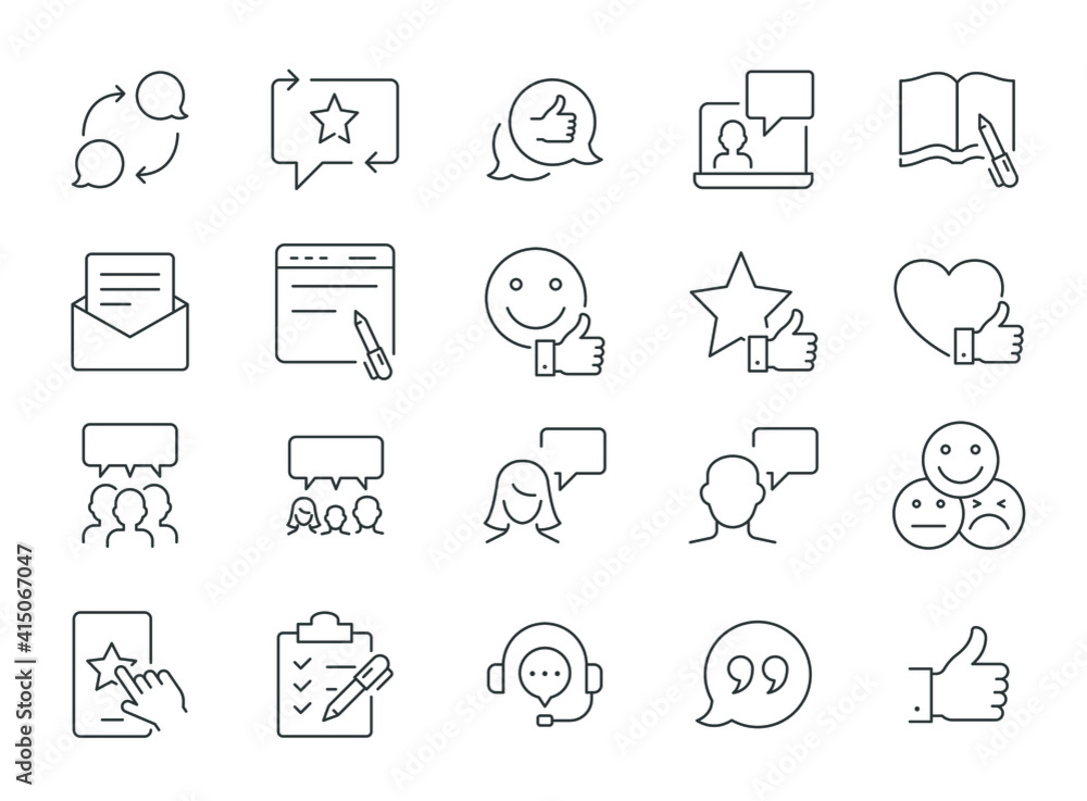 Business and finance web line icon set. Testimonials, customer relationship management or CRM concept. Simple outline style symbol collection. Vector illustration isolated on white background. EPS 10. Business and finance web line icon set. Testimonials, customer relationship management or CRM concept. Simple outline style symbol collection. Vector illustration isolated on white background. EPS 10.