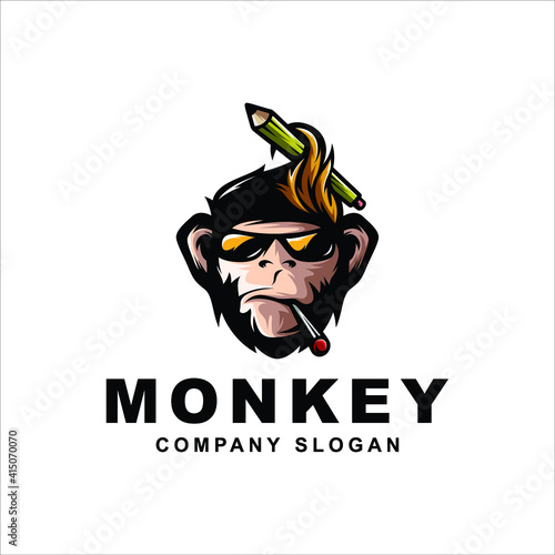 Photography monkey head logo vector