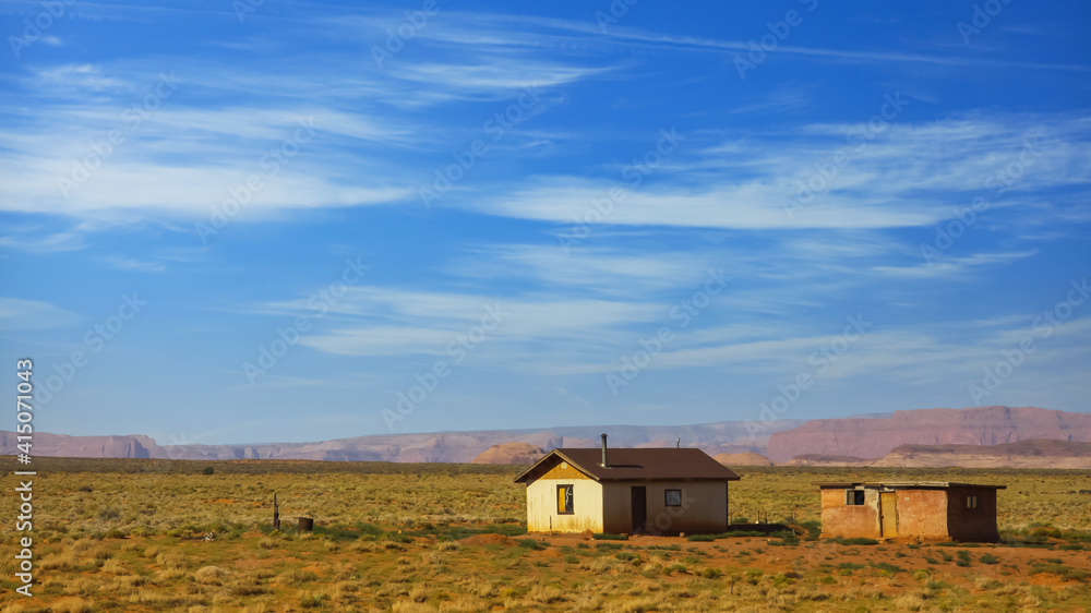 Abandoned house in the middle of Monument Valley