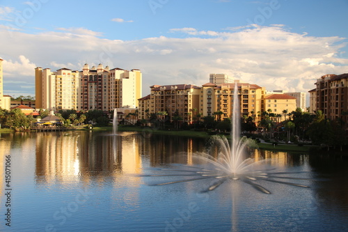 city skyline at dusk