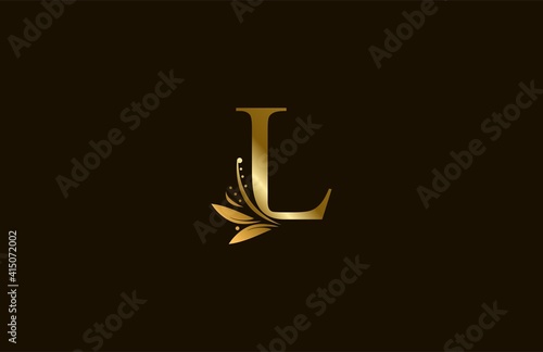 Golden Monogram Flourishes Letter L Logo Manual Elegant Minimalism photo