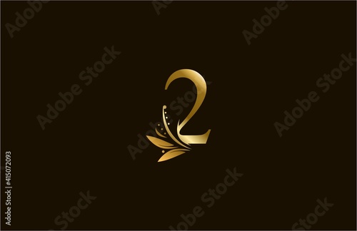 Golden Monogram Flourishes Letter 2 Logo Manual Elegant Minimalism
