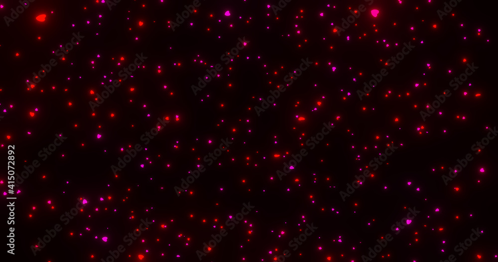 Render with red and pink glowing hearts Render with red and pink glowing hearts
