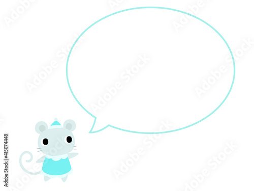 ネズミのアイコン　吹き出し付	