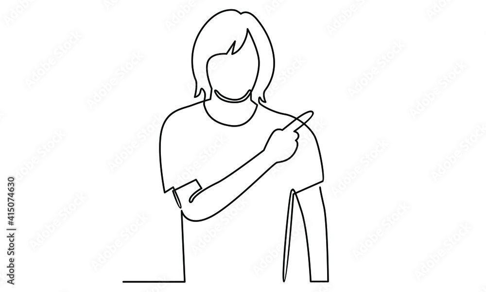 Continue line of woman pointing hand gesture copy space to present or introduce something Continue line of woman pointing hand gesture copy space to present or introduce something