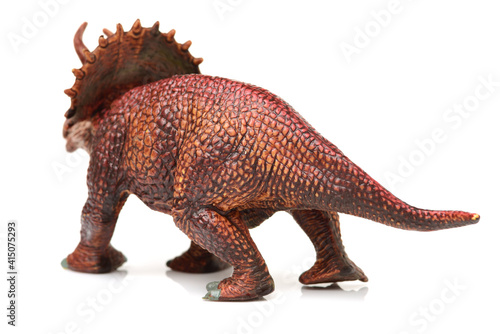 Styracosaurus dinosaur figure toy on white background © zcy