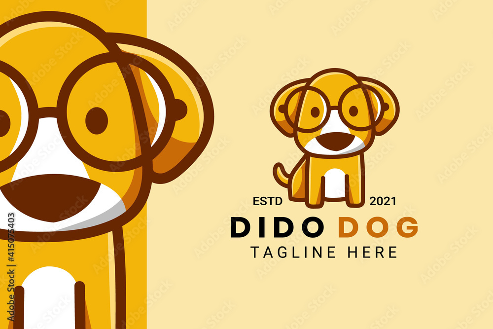 Cute Kawaii Puppy Dog Mascot Cartoon Logo Design Icon Illustration ...