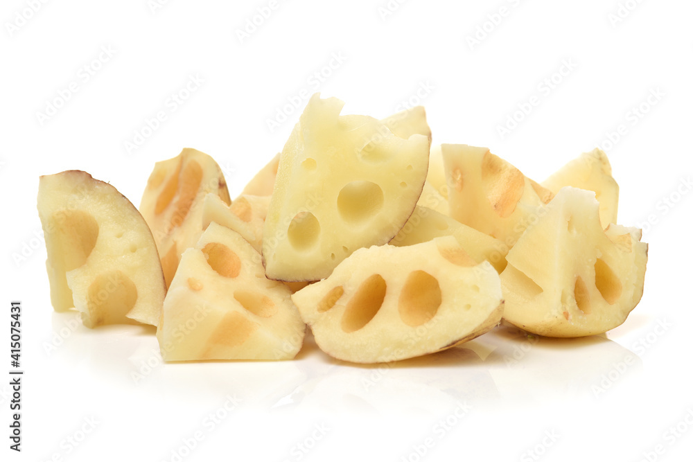 Lotus root on the white background Lotus root on the white background