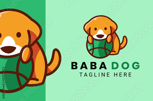 Cute Kawaii Puppy Dog Mascot Cartoon Logo Design Icon Illustration Character Hand Drawn. Suitable for every category of business  company  brand like pet store or pet shop  toys  food  and many more