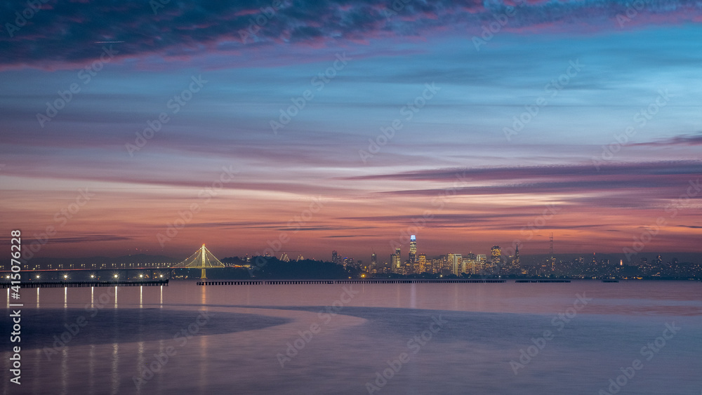 San Francisco and the Bay Bridge at Dusk