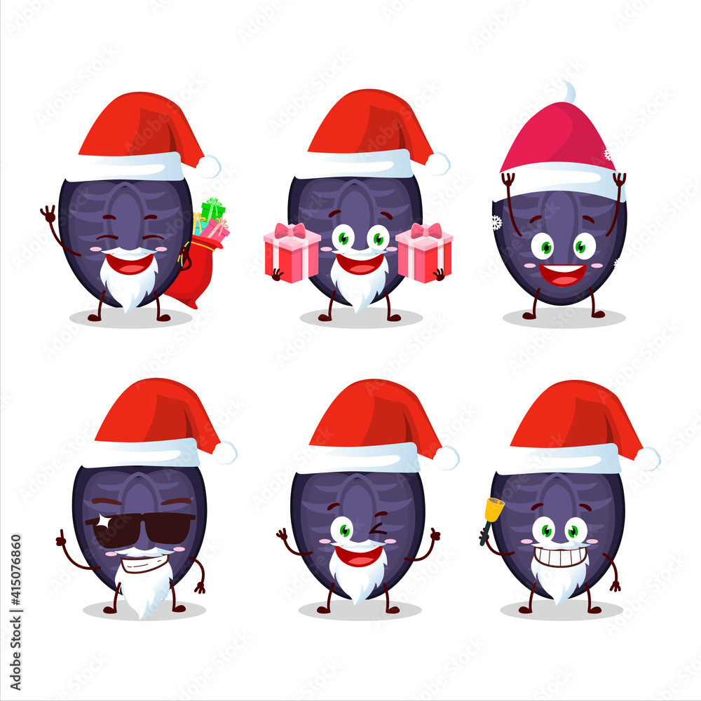 Santa Claus emoticons with slice of black strawberry cartoon character