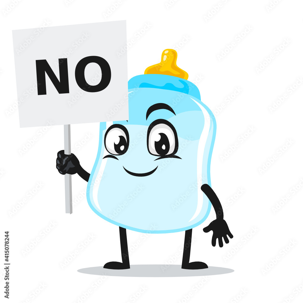vector illustration of pacifier mascot or character holding sign says no vector illustration of pacifier mascot or character holding sign says no