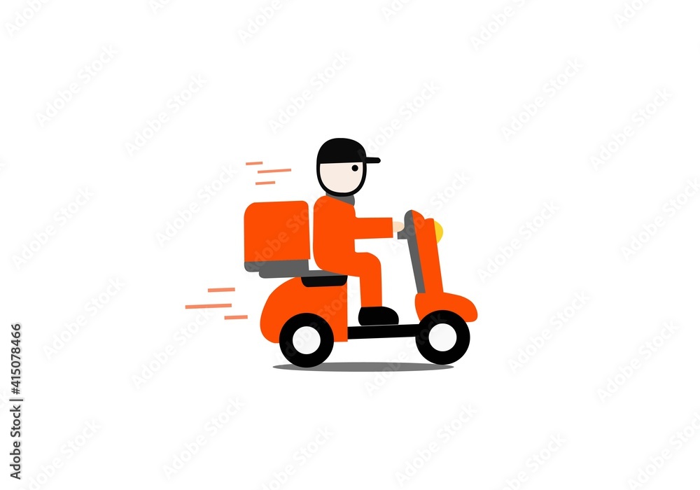 Online Delivery Service Concept, Online Order Tracking, Home & Office Delivery. Warehouse by scooter or bicycle delivery