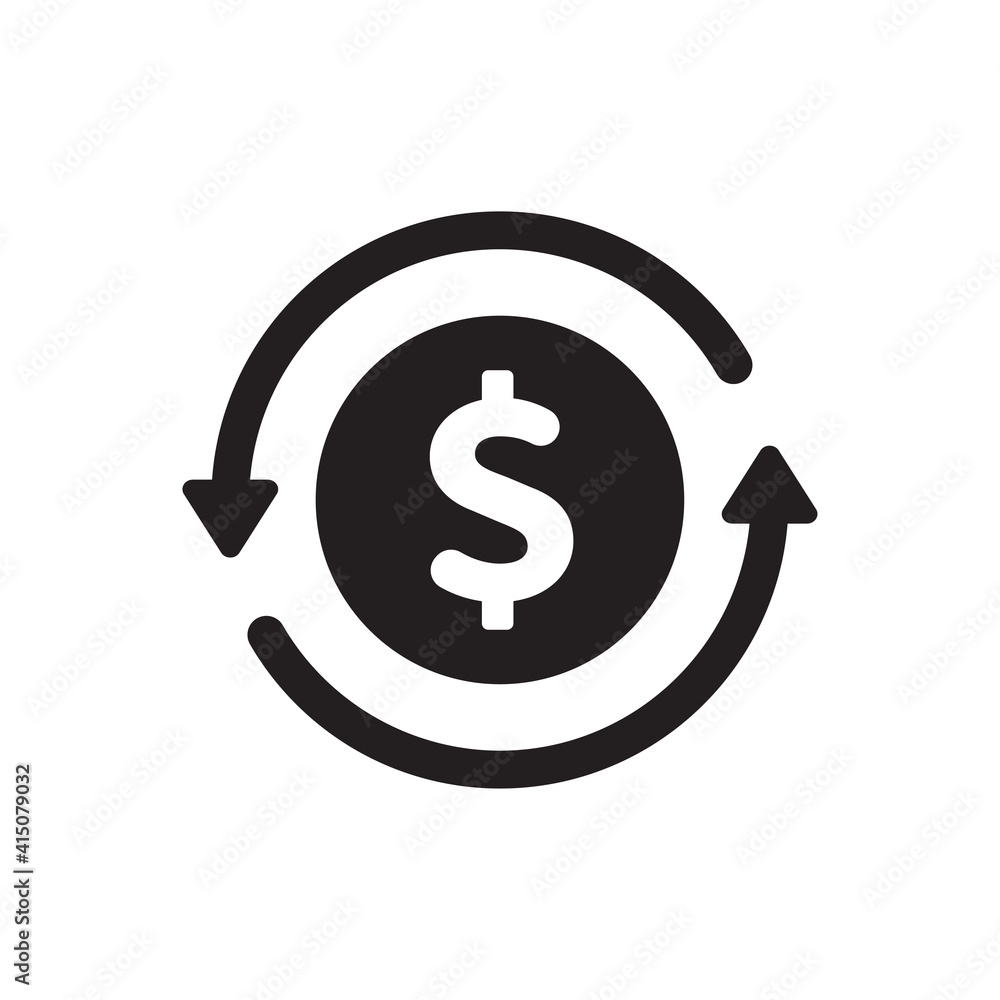 money-back-refund-investment-icon-vector-repeat-arrow-flat-design-for