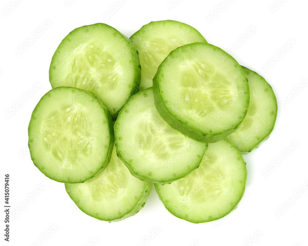 sliced cucumber isolated on white background sliced cucumber isolated on white background