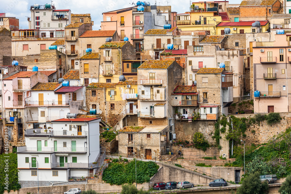 Italy, Sicily, Messina Province, Caronia. Homes in the medieval hill town of Caronia.