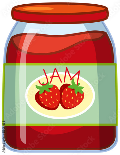 Strawberry jam on white background