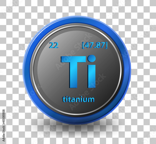Titanium chemical element. Chemical symbol with atomic number and atomic mass.