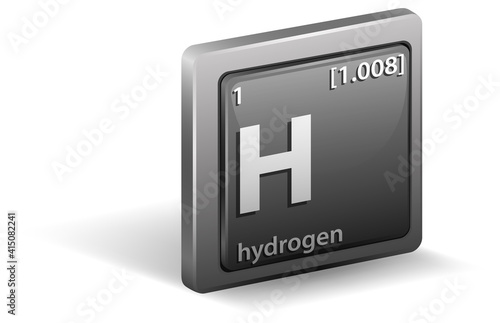 Hydrogen chemical element. Chemical symbol with atomic number and atomic mass.