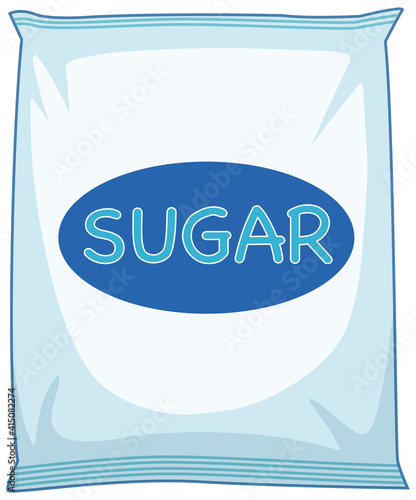 A pack of sugar on white background