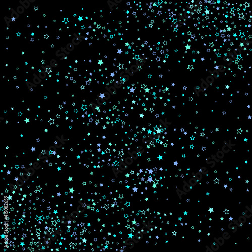 Blue, cyan, turquoise glitter stars, confetti.