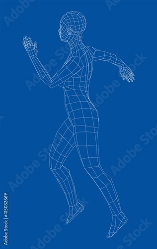 Wireframe ballerina in dance pose. Vector © cherezoff
