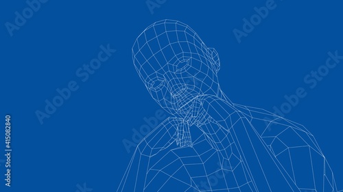 Wireframe girl in a sexy pose. Vector