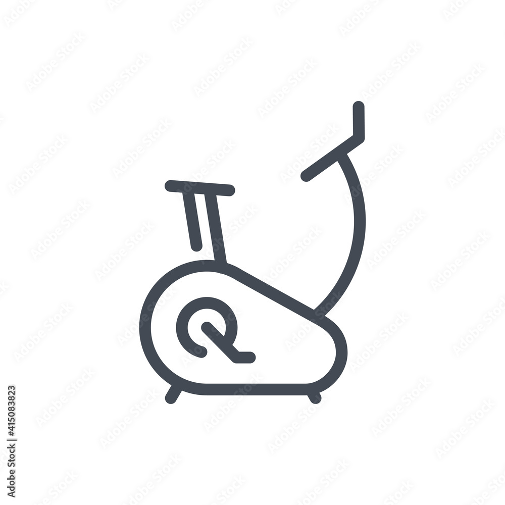 Exercise bike line icon. Stationary bicycle vector outline sign. Exercise bike line icon. Stationary bicycle vector outline sign.