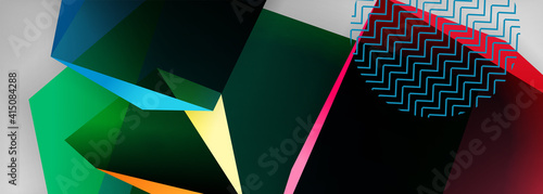 Low poly 3d geometric shapes, minimal abstract background. Vector illustrations for covers, banners, flyers and posters and other