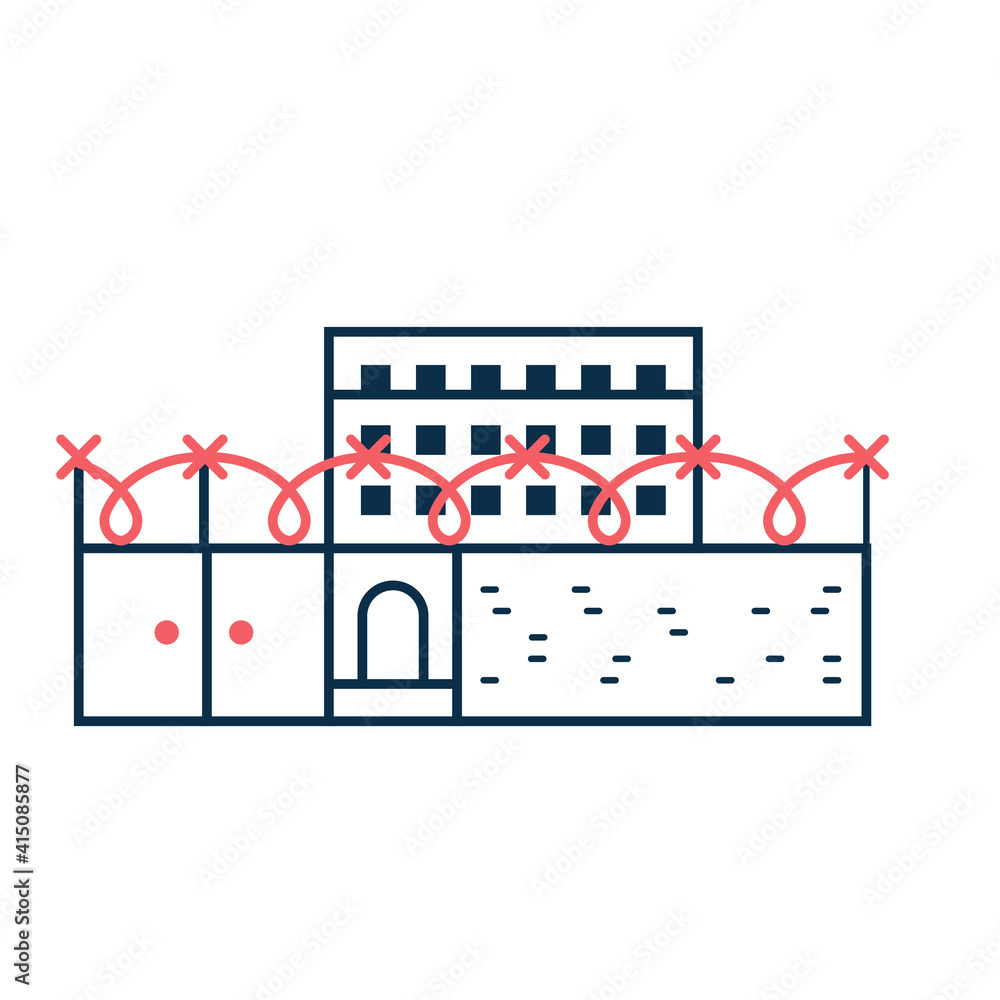Obraz premium Prison or Protected Area Icon in Line Art