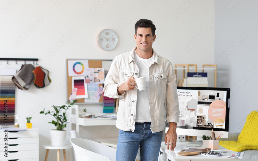 Male interior designer in his office Male interior designer in his office