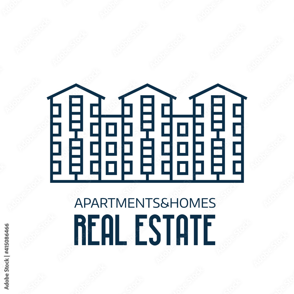 Real Estate Agency Logo in Line Art