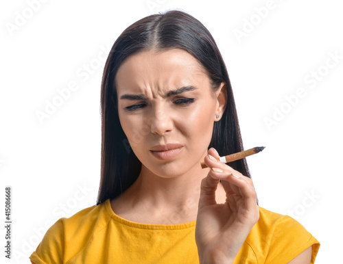 Disgusted young woman with ...