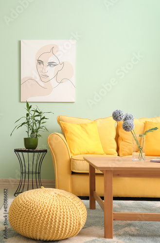 Interior of modern living room with stylish sofa