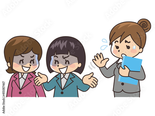 同僚から無視される女性社員　ハラスメント
