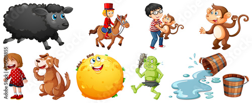 Set of different nursery rhyme character isolated on white background