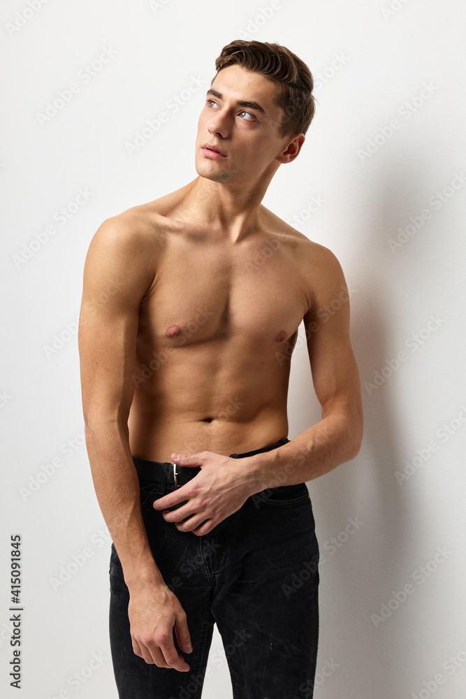 Handsome man nude inflated torso attractive look posing model Handsome man nude inflated torso attractive look posing model