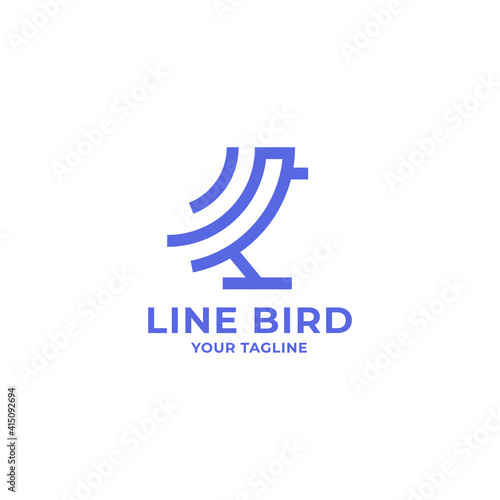 Simple and minimalist geometric line art little bird logo