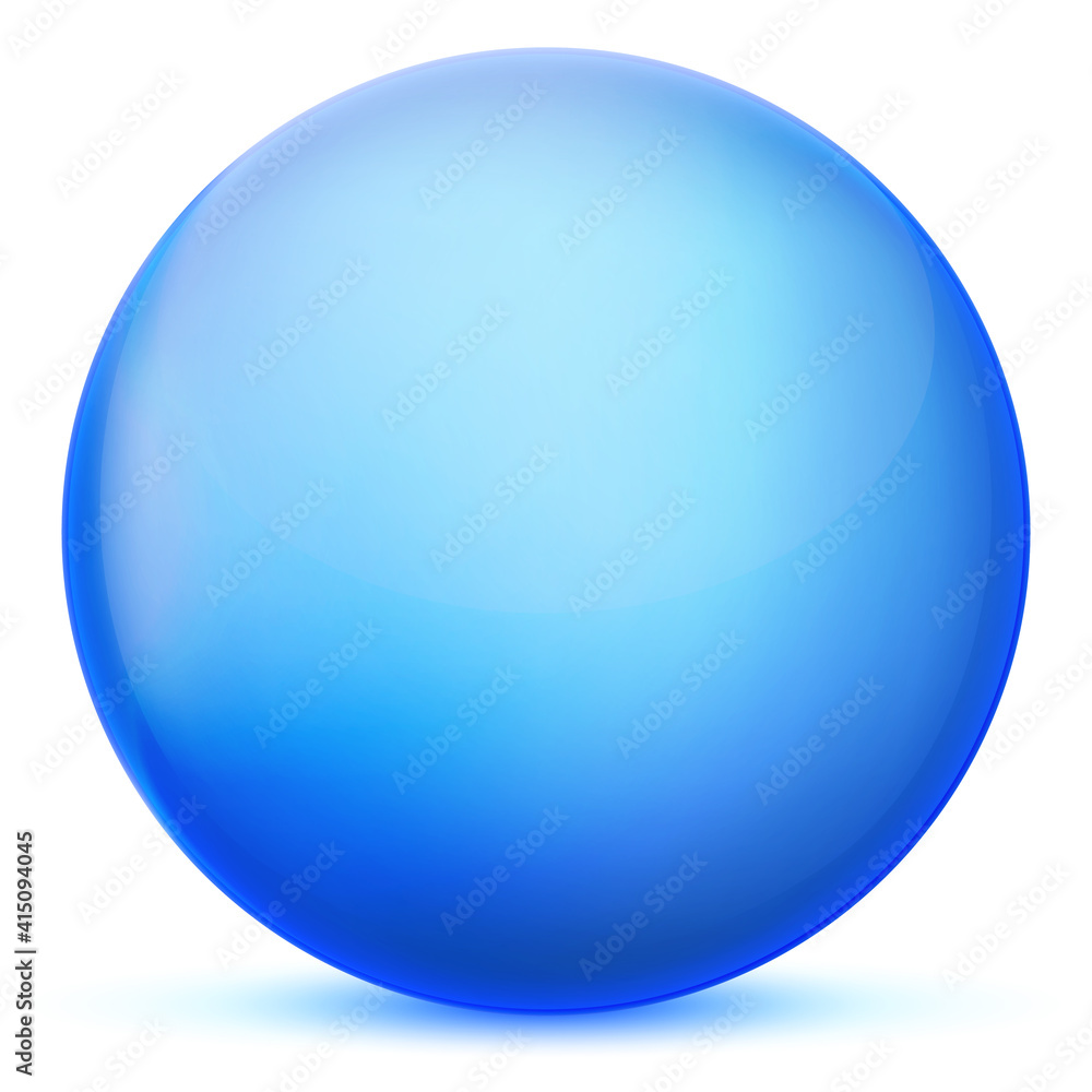 Glass blue ball or precious pearl. Glossy realistic ball, 3D abstract vector illustration highlighted on a white background. Big metal bubble with shadow. Glass blue ball or precious pearl. Glossy realistic ball, 3D abstract vector illustration highlighted on a white background. Big metal bubble with shadow.