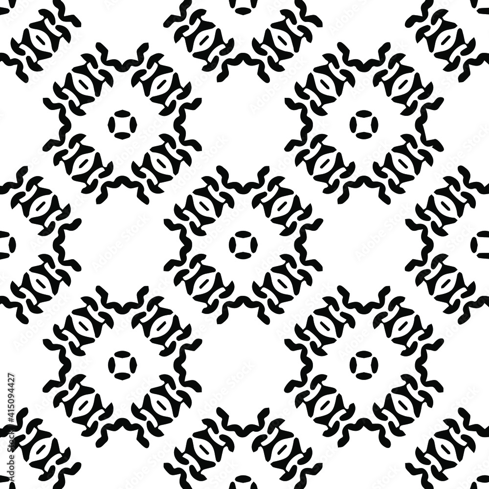 Geometric vector pattern with triangular elements. Seamless abstract ornament for wallpapers and backgrounds. Black and white colors. Geometric vector pattern with triangular elements. Seamless abstract ornament for wallpapers and backgrounds. Black and white colors.