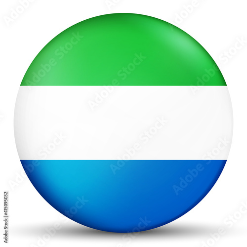 Free Download Glass light ball with flag of Sierra Leone. Round sphere, template icon. National symbol. Glossy realistic ball, 3D abstract vector illustration highlighted on a white background. Big bubble. - GFXLoad