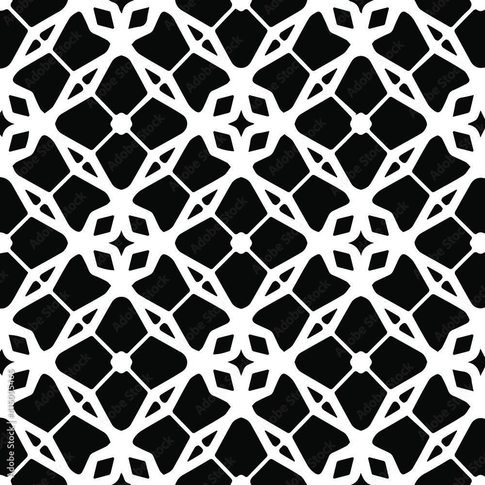 Fototapeta premium Geometric vector pattern with triangular elements. Seamless abstract ornament for wallpapers and backgrounds. Black and white colors.