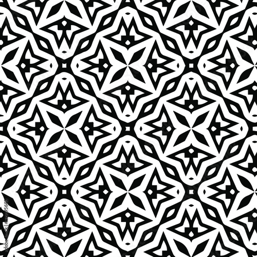 Geometric vector pattern with triangular elements. Seamless abstract ornament for wallpapers and backgrounds. Black and white colors.