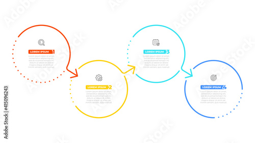 Vector infographic template design with circle and arrows. Business concept with 4 options or steps. Can be used for workflow diagram, info chart, web design.