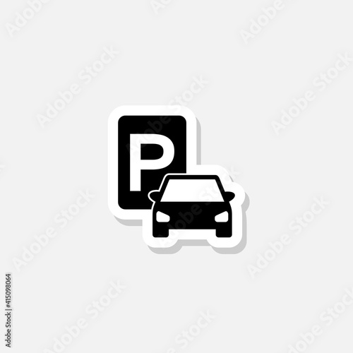 Car parking sticker icon isolated on white background 