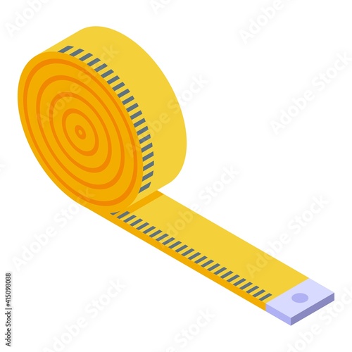 Measuring tape icon. Isometric of measuring tape vector icon for web design isolated on white background