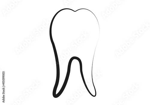 Icono negro de un diente en fondo blanco.
