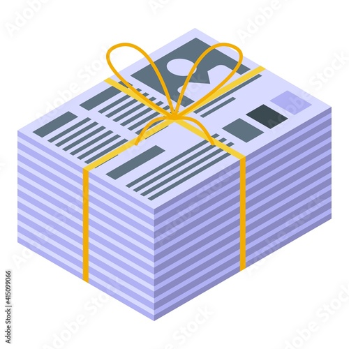 Pack of newspapers icon. Isometric of pack of newspapers vector icon for web design isolated on white background