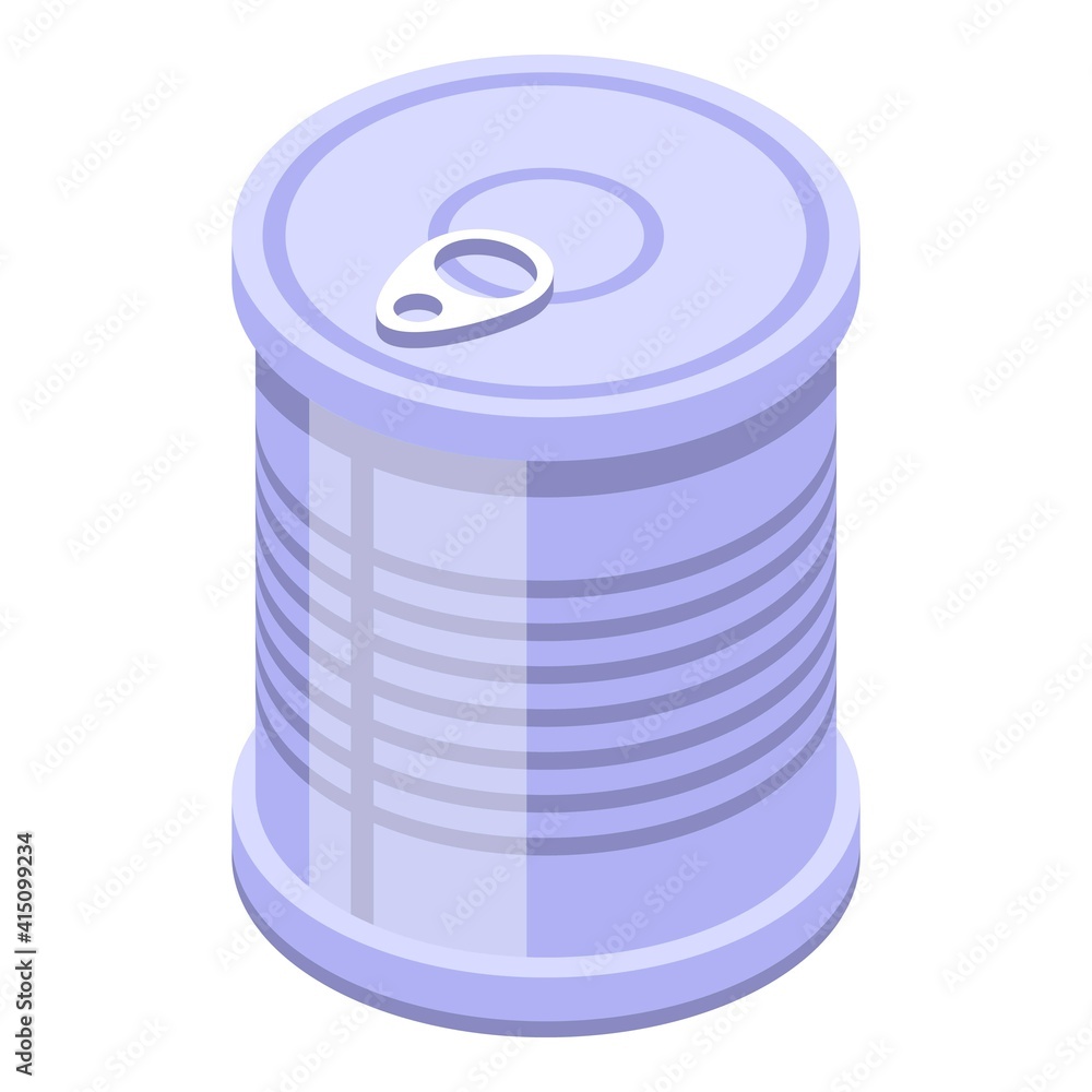 Tin can icon. Isometric of tin can vector icon for web design isolated on white background Tin can icon. Isometric of tin can vector icon for web design isolated on white background