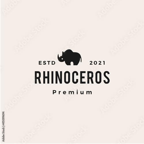 rhinoceros hipster vintage logo vector icon illustration photo